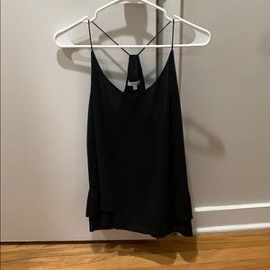 black ruffled tank
